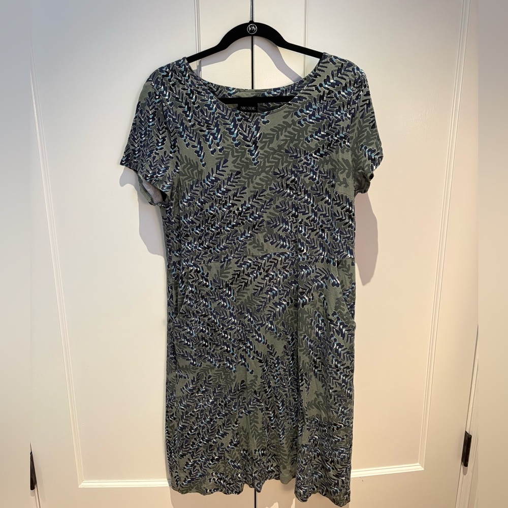 NIC+ZOE Blue and Green Patterned Dress